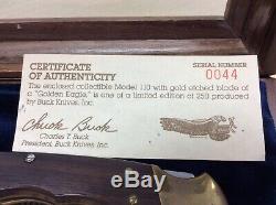 RARE Collectible Buck Model 110 Golden Eagle Knife withDisplay Case #44 of 250 COA