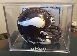 Randy Moss Autographed Mini Helmet, COA, and Display Case. #84 Inscription