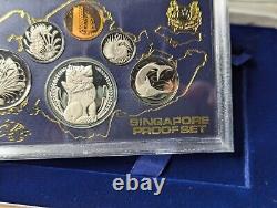 Rare 1982 6-Coin Singapore Silver Proof Set with Numbered COA & Display Case