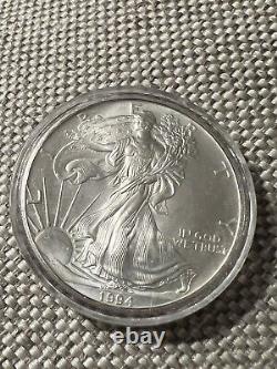 Rare 1994 American Eagle 1oz Fine Silver withCOA & US Mint Display Case