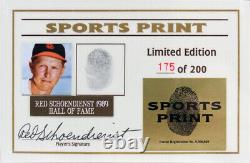 Red Schoendienst Signed LE NL Baseball w Thumbprint w Display Case Sports Prints