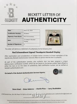 Red Schoendienst Signed Thumbprint Baseball Ltd Ed. Display with Signed COA