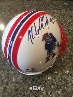 Rob Gronkowski Autographed Patriots Throwback Mini Helmet WithCOA And Display Case
