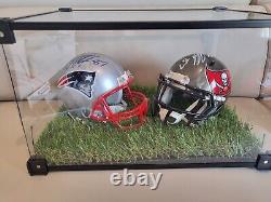 Rob Gronkowski Signed Patriots AND Bucs Mini Helmets in Display Case with COAs