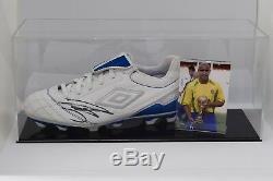 Roberto Carlos Signed Autograph Football Boot Display Case Brazil AFTAL COA