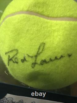 Rod Laver And Todd Martin Signed Jumbo Ball In Display Case FBR COA 1/28/2004