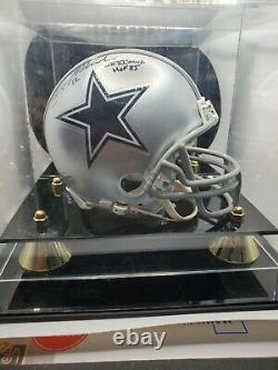 Roger Staubach Signed Autographed Dallas Cowboy Mini Helmet withCOA & Display Case