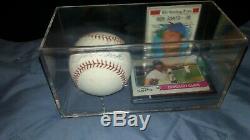 Ron Santo Autographed Ball & Display Case & 70,72,74 Topps Cards & Coa (romlb)
