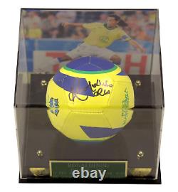 Ronaldinho Signed Nike Soccer Ball with Display Case & Photo Print Beckett COA