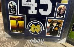 Rudy Ruettiger Signed Framed & Inscribed Notre Dame Jersey Rudy COA