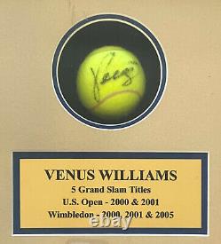 SERENAVENUS WILLIAMSAutograph signed COA tennis balls shadow display case