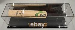 SHANE WARNE Signed Cricket Bat Mini Size + Display Case + Plaque Australia COA