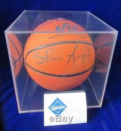 SIGNED withUPPER DECK COA SHAWN KEMP NBA WILSON BASKETBALL WithDISPLAY CUBE CASE