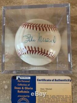 STAN MUSIAL AUTOGRAPHED ML BASEBALL STEINER COA With DISPLAY CASE
