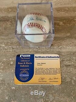 STAN MUSIAL AUTOGRAPHED ML BASEBALL STEINER COA With DISPLAY CASE
