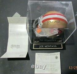 San Francisco 49ers Joe Montana Signed Mini NFL Helmet with COA & Display Case