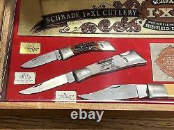 Schrade Sheffield IXL Store Wooden Display Set -5 Knives COA Sheaths Complete