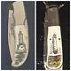 Set Of 2 Spouting Whale Scrimshaw Lighthouse Knives #248 In Cases W Coa