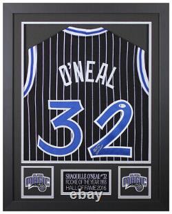 Shaquille O'Neal Framed & Autographed Black P/S Orlando Jersey Beckett COA D1-S