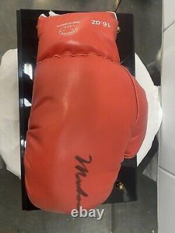 Signed MUHAMMAD ALI Boxing Shelter Glove With Display Case With Name Plate COA