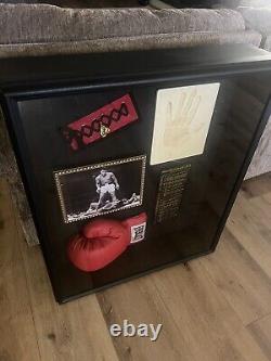 Signed Mohammed Ali Glove, Display Case, Handprint, Photo Etc Collage 2004 COA