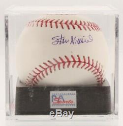 Stan Musial Signed OML Baseball with Display Case (PSA COA Graded 9)