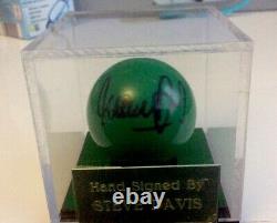 Steve Davis Hand Signed Green Snooker Ball In Display Case AFTAL Coa Proof