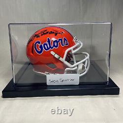 Steve Spurrier Florida Gators Signed Mini Helmet with Display Case JT Sports COA