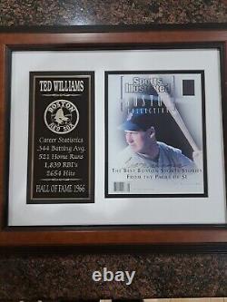 Ted Williams Signed Custom Framed To 20 x 22 Photo Display WithCOA