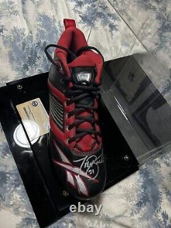 Tiki Barber Game Used Football Cleat Signed with Display Case Steiner CoA