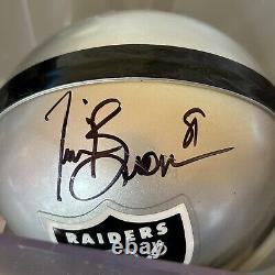 Tim Brown Signed Raiders Helmet with COA & Plastic Display Case