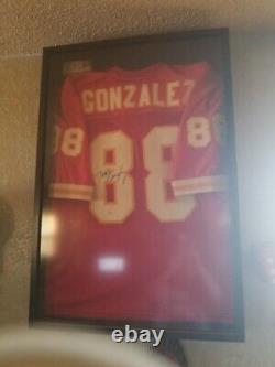 Tony Gonzalez Signed Red Jersey with COA and Display Case