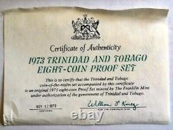 Trinidad & Tobago 8-Coin Proof Set in Display Case with COA, 1973