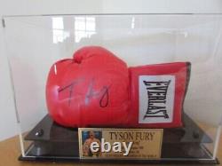 Tyson Fury hand signed boxing glove in display case with gold plaque-Coa