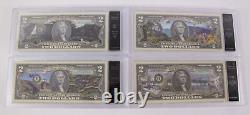 US National Park $2 Bill Currency Collection Bradford 28 Note Set with COA & Box