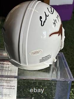 Univ of Texas Earl Campbell signed mini helmet with JSA COA and display case