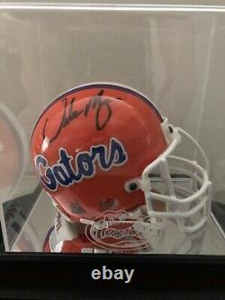 Urban Meyer Signed Florida Gators Mini Helmet. Autograph withCOA and Display Case