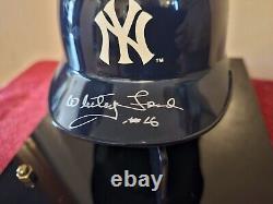 WHITEY FORD SIGNED MINI HELMET JSA COA HOF WITH DISPLAY CASE New York Yankees