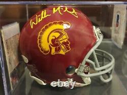 WILLIE McGINEST Signed USC Trojans Mini Helmet (Beckett Witness COA) WithDisplay
