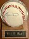 Willie Mays Autographed National League Baseball With Loa & Display Case Ex? 