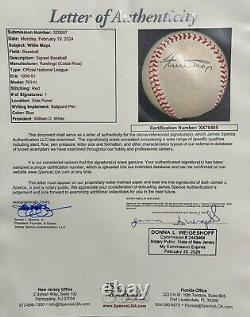 Willie Mays Autographed National League Baseball with LOA & Display Case EX? 