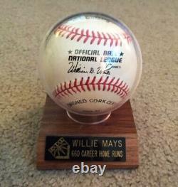 Willie Mays Signed Baseball With Coa And Display Case. Free Shipping