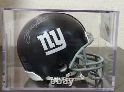 YA TITTLE Signed Throwback NY Giants Mini Helmet (LEAF COA) W / Display case