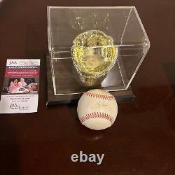 YOGI BERRA HOF Yankees Signed Baseball JSA COA WithDISPLAY CASE