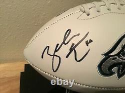 Zach Ertz Autographed Eagles Full Size Football with Display Case JSA Witness COA
