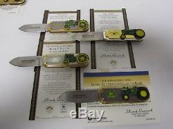 12 Couteaux De Collection Franklin Mint John Deere Diff Avec 2 Présentoirs 10 Coa