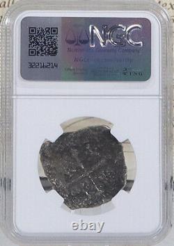 1622-28 4 Reale Cob, épave lucayenne NGC authentique avec boîte d'affichage et certificat d'authenticité