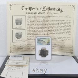 1622-28 4 Reale Cob, épave lucayenne NGC authentique avec boîte d'affichage et certificat d'authenticité