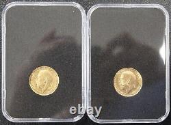 1914 et 1918 2 pièces Full Sovereigns, George V. Présenté dans un coffret de présentation avec COA