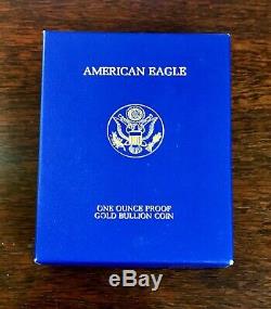 1986 American Eagle Or $ 50 1 Oz. Preuve Us Mint Case Afficher Cas Et Coa Mib